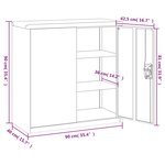 vidaXL Armoire de bureau avec 2 portes Gris 90 cm Acier