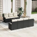 vidaXL Ensemble de Canapé de Jardin 8 Pièces avec Coussins Noir en Poly Rattan