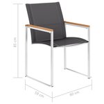 vidaXL Chaises de jardin 4 Pièces Textilène et acier inoxydable Gris