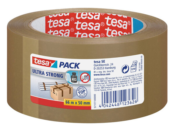 Rouleau adhésif ultra emballage pvc 50mm x 66m marron tesa