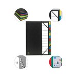 Trieur Rigide Ordonator Dos Extensible 12 Compartiments - Noir - X 6 - Exacompta