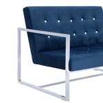 vidaXL Canapé 2 places avec accoudoirs Bleu Chrome et velours