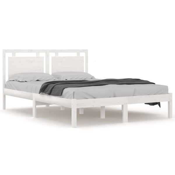 vidaXL Cadre de lit Blanc Bois massif 140x200 cm