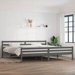 vidaXL Cadre de lit Gris Bois massif 200x200 cm