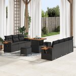 Ensemble de canapé de jardin vidaXL 10 pièces avec coussins en poly rattan noir