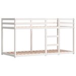 vidaXL Lit superposé avec rideaux blanc/noir 75x190 cm bois pin massif