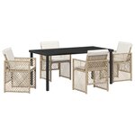 vidaXL Ensemble repas jardin 5 pièces avec coussins beige