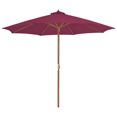 vidaXL Parasol avec mât en bois 300 cm Rouge bordeaux