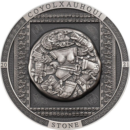 Pièce de monnaie en Argent 20 Dollars g 93.3 (3 oz) Millésime 2021 Archeology Symbolism COYOLXAUHQUI STONE