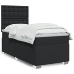 vidaXL Sommier à lattes de lit avec matelas Noir 90x200 cm Similicuir
