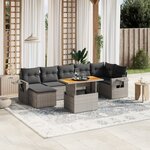 vidaXL Salon de jardin 8 Pièces avec coussins gris résine tressée
