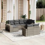 vidaXL Salon de jardin avec coussins 10 Pièces gris clair résine tressée