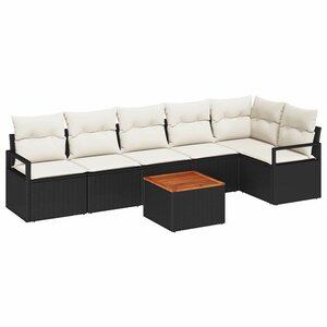 vidaXL Ensemble de canapé de jardin 7 Pièces Noir et blanc