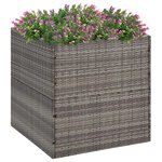 vidaXL Jardinière Gris 80x80x80 cm Résine tressée