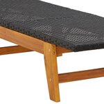 vidaXL Chaise longue Noir/marron Résine tressée/bois massif d'acacia