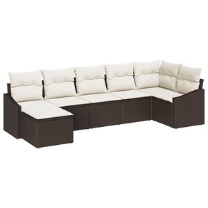 vidaXL Ensemble de Canapés avec coussin 7 Pièces Marron polyrotin
