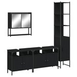 vidaXL Ensemble de meubles salle de bain 4 Pièces noir bois d'ingénierie