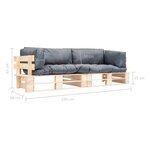 vidaXL Canapés de jardin palette 2 Pièces avec coussins gris Pinède