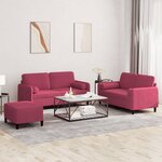 vidaXL Ensemble de canapés 3 Pièces avec coussins rouge bordeaux velours