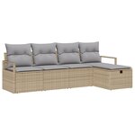 Canapés de jardin 5 pièces avec coussins Beige en poly rattan