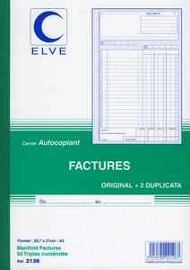 Manifold FACTURES 297 x 210 mm 50 feuillets Tripli ELVE