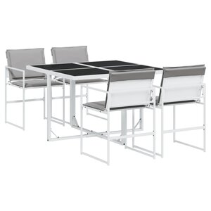 vidaXL Ensemble à manger de jardin avec coussins 5 Pièces blanc textilène