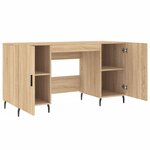 Bureau table poste de travail meuble d'ordinateur informatique étude chêne sonoma 140 x 50 x 75 cm bois d'ingénierie brun 02_0023649