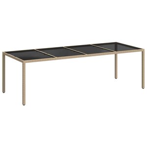 vidaXL Table de jardin Beige 250x100x75 cm Verre trempé et poly rotin