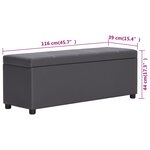 vidaXL Banc avec compartiment de rangement 116 cm Gris Similicuir
