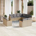 vidaXL Salon de jardin 11 Pièces avec coussins beige résine tressée