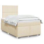 vidaXL Sommier à lattes de lit avec matelas Crème 120x200 cm Tissu