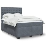 vidaXL Sommier à lattes de lit et matelas Gris foncé 140x190cm Velours