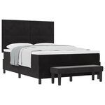 vidaXL Lit à sommier avec matelas & banc noir 140x190 cm velours