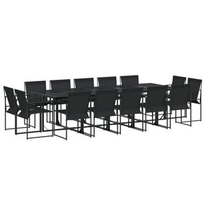 vidaXL Ensemble à manger de jardin 15 Pièces noir textilène