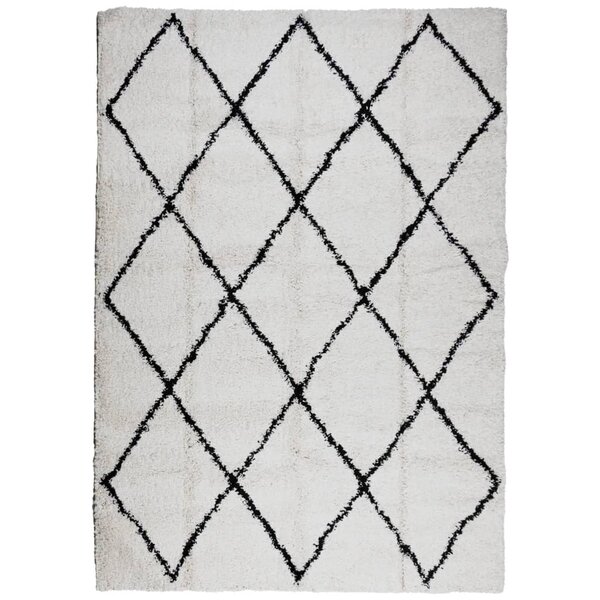vidaXL Tapis shaggy à poils longs moderne crème et noir 120x170 cm