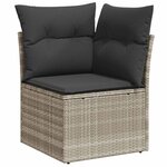 vidaXL Salon de jardin 9 Pièces avec coussins gris clair résine tressée