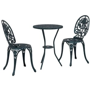 vidaXL Ensemble bistro de jardin 3 Pièces Vert Aluminium