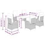 vidaXL Ensemble à manger de jardin et coussins 7 Pièces beige poly rotin