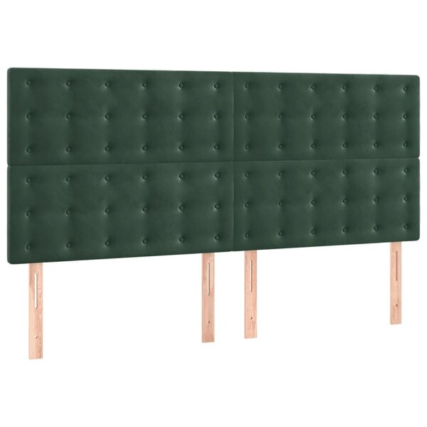 vidaXL Têtes de lit 4 Pièces Vert foncé 100x5x78/88 cm Velours