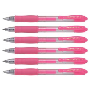 Stylo Roller Encre Gel G2 07 Pointe Moyenne Néon Rose x 6 PILOT