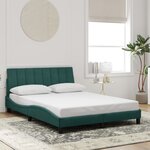 vidaXL Cadre de lit avec lumières LED vert foncé 140x200 cm velours