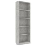vidaXL Bibliothèque à 5 niveaux Gris béton 60x24x175cm Bois ingénierie