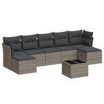 vidaXL Salon de jardin 8 Pièces avec coussins gris résine tressée