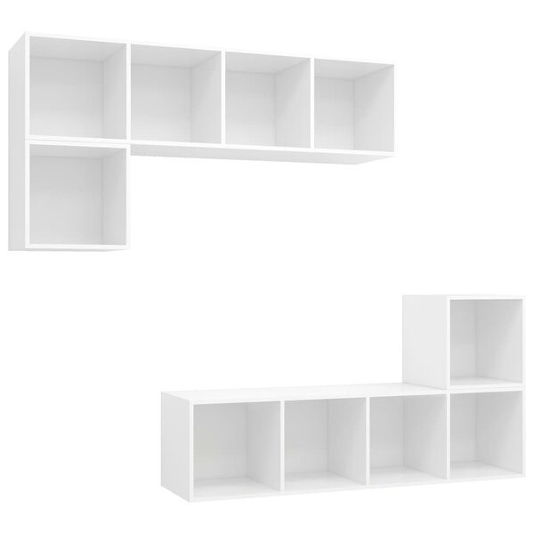 vidaXL Ensemble de meuble TV 4 Pièces Blanc Aggloméré