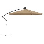 vidaXL Parasol en porte-à-feux et poteau métallique 350 cm Taupe