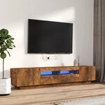vidaXL Ensemble de meubles TV avec lumières LED 2 Pièces Chêne fumé