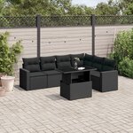 vidaXL Salon de jardin 7 Pièces avec coussins noir résine tressée
