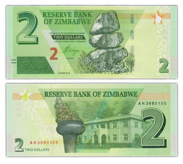 Billet de Collection 2 Dollars 2019 Zimbabwe - Neuf - PW101