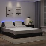 vidaXL Cadre de lit avec lumières LED noir blanc 180x200 cm similicuir