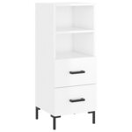 vidaXL Buffet haut Blanc brillant 34 5x34x180 cm Bois d'ingénierie